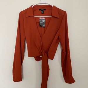 Forever 21 Woven Blouse Top in Rust Size M
